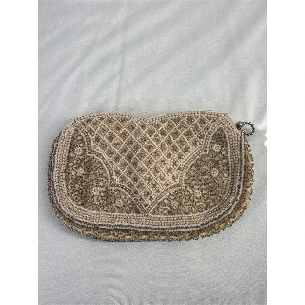 Antique Vintage 20-40s Micro Beaded Evening Purse Handmade in Belgium Flapper